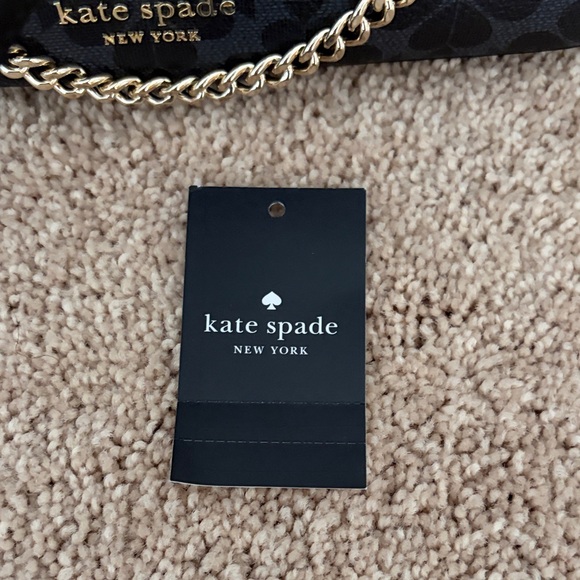 Kate Spade Black floral spade Pattern Shoulder Bag with Gold Chain and CB Strap - Picture 3 of 13